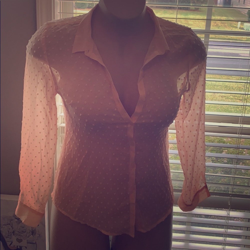 ❤️ 2 for $20 Sheer button down peach blouse